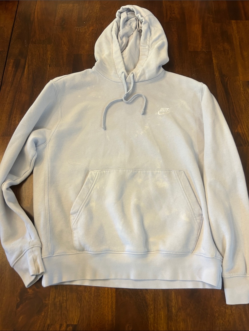 Nike Men's Light Blue Pullover Hoodie with Embroidered Logo